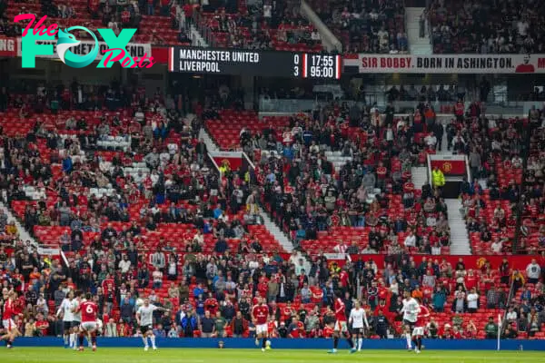 MANCHESTER, ENGLAND - Sunday, September 1, 2024: Manchester United supporters leave after the FA Premier League match between Manchester United FC and Liverpool FC at Old Trafford. Liverpool won 3-0. (Photo by David Rawcliffe/Propaganda)