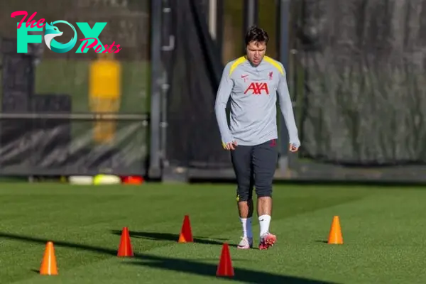 LIVERPOOL, ENGLAND - Tuesday, November 26, 2024: Liverpool's Federico Chiesa during a training session at the AXA Training Centre ahead of the UEFA Champions League match between Liverpool FC and Real Madrid CF. (Photo by David Rawcliffe/Propaganda)