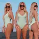 Khloe Kardashian puts on a cheeky display in a mint one piece… after vacationing with family in Palm Springs over the weekend