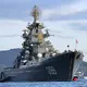 What other vessel represents the “proud” flagship of the Russian Navy besides the Moscow ship?
