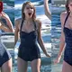 Taylor Swift hits all the right notes in a retro polka dot swimsuit as she soaks up the sun