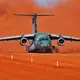 An Embraer C-390 Millenium military cargo aircraft is conducting runway testing