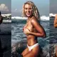 Love Island’s Lucie Donlan splashes topless in the surf in Bali before entering the villa