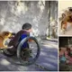 The dog pushes his owner’s wheelchair up a hill using his paws, which is an extraordinary act by an admirable, loyal friend