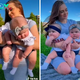 4t.The “tiny” mother weighing 49 kg and her “giant” twins attract the attention of the online community because of their unprecedented loveliness and magic.
