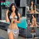 Stephany Gonzalez shows off her seductive curves in a gray swimsuit