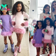 Chicago, Dream, Stormi and True match in pastel feathers and cowboy boots for Kardashian-Jenner Easter party