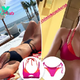 Kyle Richards shows off abs in her go-to layered bikini