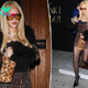 Rihanna walks on the wild side in leopard-printed minidress for night out