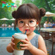 A Mesmerizing Portrait of a Spectacled Little Girl When She Poses with A Cup Coffe. This Images Make The Communitiy Online Fascinated