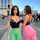 “Mesmerizing Beauty Unveiled: Alex Mucci and Louisa Khovanski Grace the Streets in Figure-Flattering Attire, Accentuating Their Enchanting Curves”