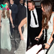Victoria Beckham arrives at her star-studded 50th birthday party in glamorous gown and crutches