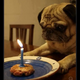 th.As the flames of the candles dance on the cake, the lonely dog watches with longing, hoping to catch signs of celebration, but the absence of birthday wishes leaves a void in its heart, momentarily dimming its loyal spirit.