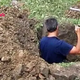 The neighbors noticed this man digging huge holes and filling soil sacks in the backyard