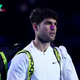 Why is Carlos Alcaraz wearing a nasal strip against Andrey Rublev in the ATP Finals?