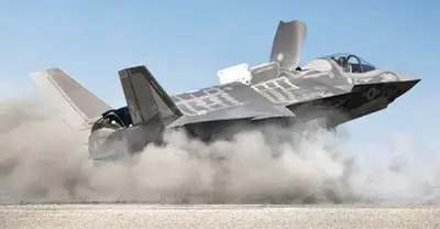 The US F-35B switches from jet mode to helicopter mode when accelerating to full throttle