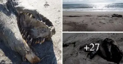 Unknown “sea monster” measuring 30 feet long and sporting enormous teeth was found washed up on a New Zealand beach