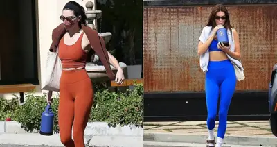 Kendall Jenner Rocks Blue Crop Top & Leggings Heading To Pilates