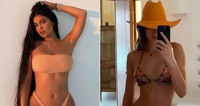 Kylie and Kendall Jenner Show Off Their Figures in Tiny Bikinis on Vacation