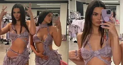 Kendall Jenner sizzles in skimpy lilac number for latest Kylie Cosmetics collab
