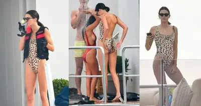 Kourtney Kardashian & Kendall Jenner in battle of the bums on a Yacht in France