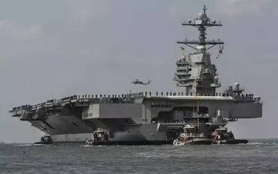 100,000-Tonne $13 Billion GAC USS Gerald R. Ford, a SUPERCARRIER, departs from port and begins sea trials!