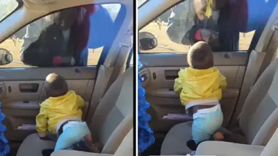 Toddler trapped in locked car makes a daring escape - and sends internet into a frenzy