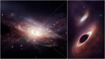 Hungry black holes trapped in an intimate dance feast on leftovers from a galactic merger