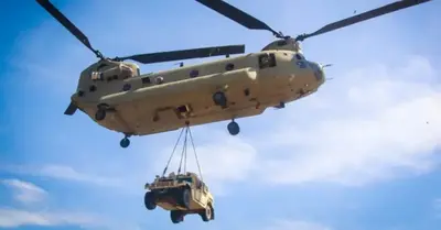 One of the biggest freight helicopters in the world is the CH-47 Chnook