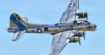 The most powerful bomber in history, the B-17 flying fortress, before it crashed