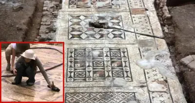 The archaeological team uncovers massive Roman mosaic in southern Turkey