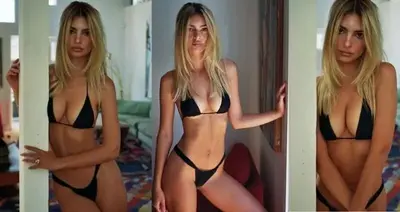 Emily Ratajkowski shows off new blonde hair as she poses in a barely-there ʙικιɴι
