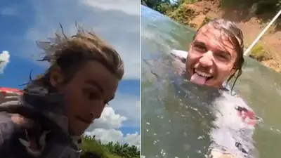 Influencer under fire for jumping into croc-infested Queensland river