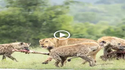 Twenty hyenas assaulted the lion king in an effort to feed the starving cubs. (Video)