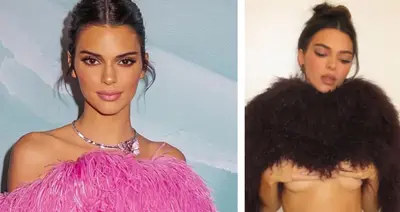 Kendall Jenner Wore A Low-Cut Silk Maxi Skirt And A Feathered Capelet On Insta