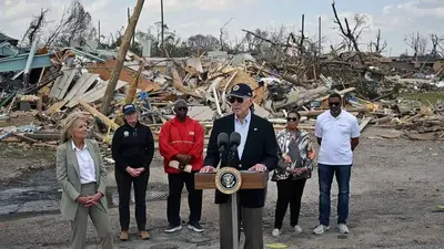 Biden visits Mississippi town pummeled by deadly tornado