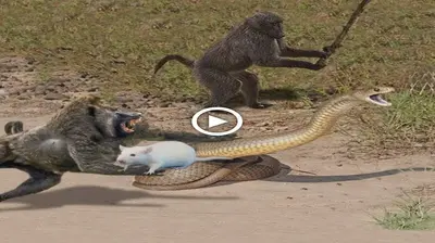 The monkeys together to save the mouse from the king cobra surprised many scientists and animal lovers (video)