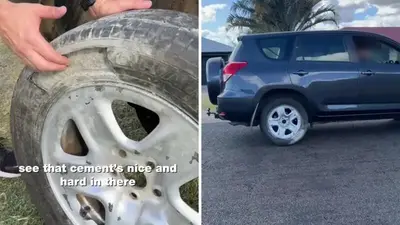 Man who filled tyre with concrete under investigation for Queensland driving offences