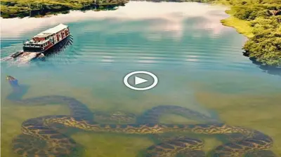A huge herd of snakes is waiting for their ргeу to come, they hide behind the water and wait for the boat to come (VIDEO)