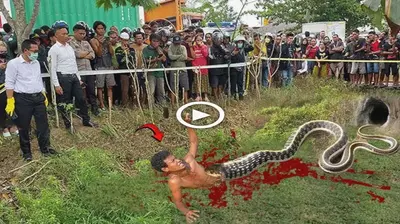 In the process of catching crabs and snails of an old man, he was ѕwаɩɩowed by a giant snake (VIDEO)