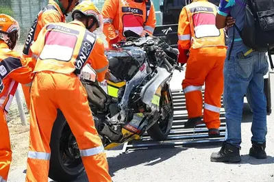Bezzecchi ‘burnt my ass to save my arms’ in MotoGP practice crash days after surgery