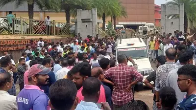 Explosive device blows up at convention center in south India killing at least one and wounding 36