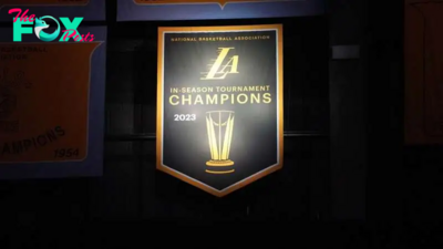 This is what the LA Lakers In-Season Tournament championship banner looks like