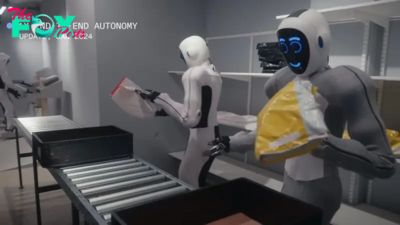 Watch this eerily silent vision of the future — where offices are filled with weird, AI-powered robots