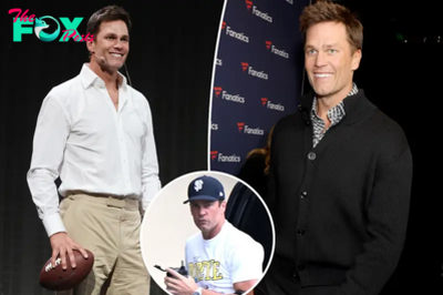 Tom Brady flaunts his bulging biceps in Popeye T-shirt at the gym