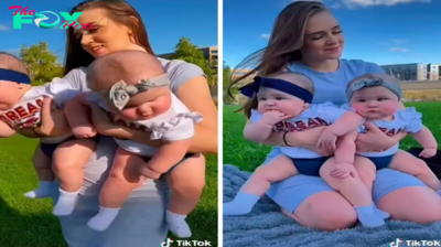 4t.The “tiny” mother weighing 49 kg and her “giant” twins attract the attention of the online community because of their unprecedented loveliness and magic.