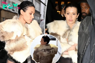 Bianca Censori goes commando in tights and wild fur jacket at Paris Fashion Week with Kanye West