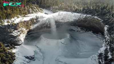 This Breathtaking Canadian Waterfall Creates a Massive Ice Cone During Winter Due to its Powerful Spray Ejection