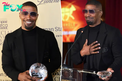 Jamie Foxx beams as he accepts award AAFCA Special Achievement nearly a year after mystery illness