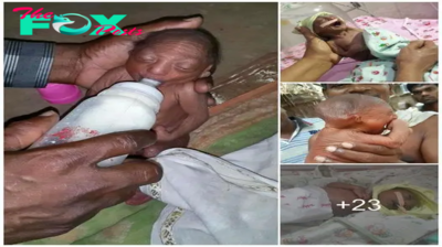 Amazement in the Village: Newborn Baby’s Wrinkled Skin Mirrors a 70-Year-Old, Sparking Surprise
